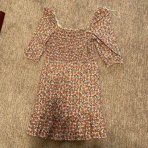 ASOS smocked floral puff sleeve dress